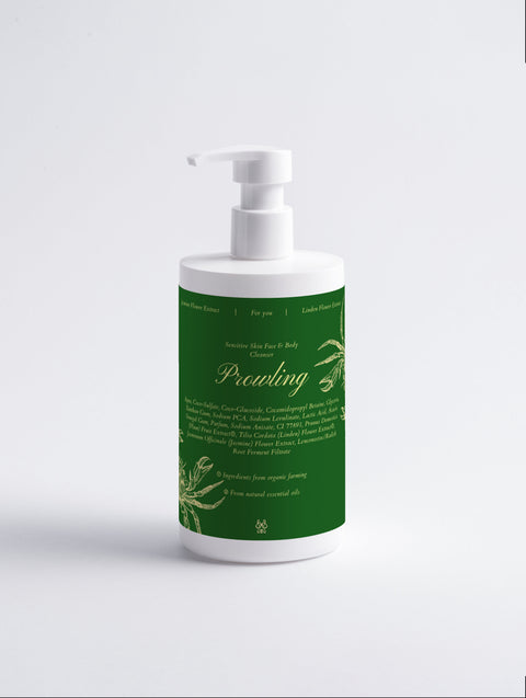 Sensitive Skin Face & Body Cleanser bottle with premium packaging for gentle daily cleansing of delicate skin