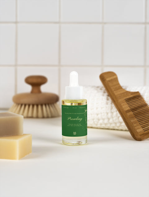Premium Rosemary Hair & Scalp Strengthening Oil bottle designed for scalp and hair nourishment